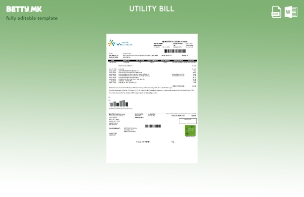 Модерен стил, шаблон за сметки за водоснабдување во градот Вернон во САД, Канада